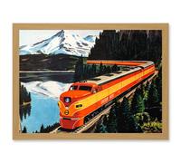 Artery8 Train Rail Southern Pacific Mountain Travel Railway Vintage A4 Artwork Framed Wall Art Print
