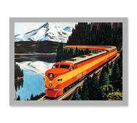 Artery8 Train Rail Southern Pacific Mountain Travel Railway Vintage A4 Artwork Framed Wall Art Print in Light Grey Artery8 Light Grey