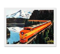 Train Rail Southern Pacific Mountain Travel Railway Vintage A4 Artwork Framed Wall Art Print Artery8 White One Size