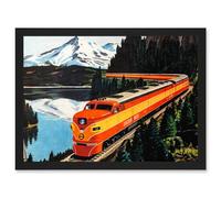 Artery8 Train Rail Southern Pacific Mountain Travel Railway Vintage A4 Artwork Framed Wall Art Print