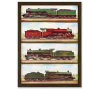 Train Steam Engine Railway Locomotive A4 Artwork Framed Wall Art Print Artery8 Brown One Size