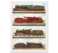 Train Steam Engine Railway Locomotive A4 Artwork Framed Wall Art Print Artery8 White One Size