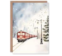 Artery8 Train Tracks Snow Winter Landscape Blank For Him Or Her Art Xmas Festive Christmas Card