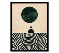 Artery8 Tranquil Green Sea Abstract Calm Bauhaus Design For Living Room Art Print Framed Poster Wall Decor 12x16 inch