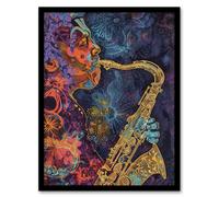 Artery8 Transcendent Saxophone Music Trippy Concept Art Living Room Artwork Framed Wall Art Print A4