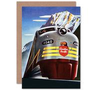 Artery8 Transport Canadian Pacific Rail Mountain Canada Train Greetings Card Artery8 Multicolor