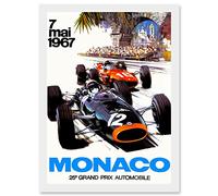 Transport Monaco 25 Grand Prix Automobile 1967 Race A4 Artwork Framed Wall Art Print Artery8 White One Size