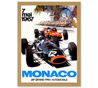 Artery8 Transport Monaco 25 Grand Prix Automobile 1967 Race A4 Artwork Framed Wall Art Print