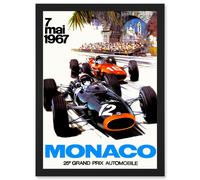 Artery8 Transport Monaco 25 Grand Prix Automobile 1967 Race A4 Artwork Framed Wall Art Print