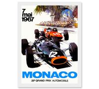 Transport Monaco 25 Grand Prix Automobile 1967 Race A4 Artwork Framed Wall Art Print Artery8 White One Size