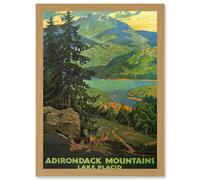 Artery8 Travel Adirondack Mountains Lake Placid Tree Picture A4 Artwork Framed Wall Art Print
