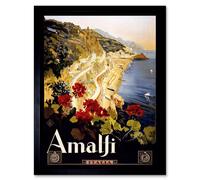 Artery8 Travel Amalfi Coast Beach Italia Italy 12x16" Framed Art Print | Size: W12" x H16" Artery8 Multicolor W12" x H16"