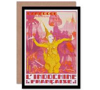 Artery8 Travel Cambodia Indochina Angkor Elephant Dancer France Greetings Card in Pink Artery8 Pink