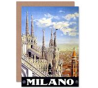 Artery8 Travel Duomo Cathedral Milan Italy Birthday Greetings Card in Blue Artery8 Blue
