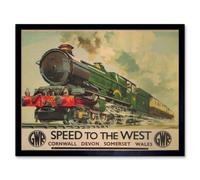 Artery8 Travel Gwr Railway Rail Train Steam Engine Corn Wales Uk Retro Framed Wall Art Print