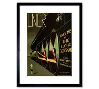 Artery8 Travel LNER Railway Flying Scotsman UK Locomotive Ad Framed Art Print in Green | Size: W12" x H16" Artery8 Green W12" x H16"