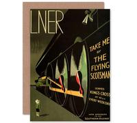 Wee Blue Coo TRAVEL LNER RAILWAY FLYING SCOTSMAN UK LOCOMOTIVE GREETINGS CARD