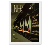 Artery8 Travel LNER Railway Flying Scotsman UK Locomotive Vintage Advert Train Artwork Framed Wall Art Print A4