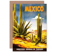 Wee Blue Coo MEXICO TRAVEL DESERT SUN RETRO ADVERT BIRTHDAY BLANK GREETINGS CARD