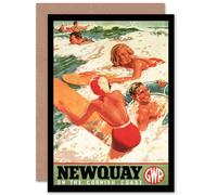 Artery8 Travel Newquay Cornwall GWR Rail Surf Sea UK Ad Greetings Card Artery8 Multicolor
