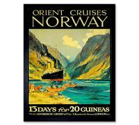 Artery8 Travel Orient Cruises Norway Fjord Ship London UK Framed Art Print | Size: W12" x H16" Artery8 Multicolor W12" x H16"