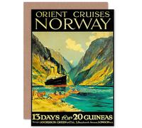 Artery8 Travel Orient Cruises Norway Fjord Ship London Uk Greetings Card Artery8 Multicolor