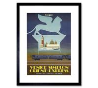 Artery8 Travel Simplon Tunnel Orient Express Venice London Paris UK Framed Art in Blue | Size: W12" x H16" Artery8 Blue W12" x H16"
