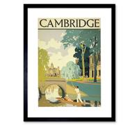 Artery8 Travel Tourism Cambridge England Cam Punt Bridge Framed Wall Art Print