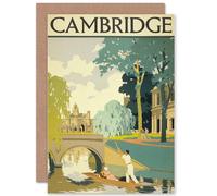 Artery8 Travel Tourism Cambridge England River Punt Goodbye Card Artery8 Multicolor