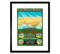 Artery8 Travel Tourism Gwr Railway Wales Sport Fun Sun Map Framed Wall Art Print