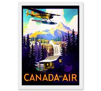 Artery8 Travel Tourism Transport Canada Air Sea Plane Forest Mountain River Artwork Framed Wall Art Print A4 in White Artery8 White