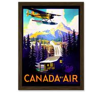 Artery8 Travel Tourism Transport Canada Air Sea Plane Forest Mountain River Artwork Framed Wall Art Print A4 in Brown Artery8 Brown