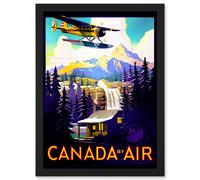 Artery8 Travel Tourism Transport Canada Air Sea Plane Forest Mountain River Artwork Framed Wall Art Print A4 in Black Artery8 Black