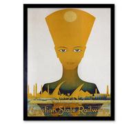 Artery8 Travel Tutankhamun Nefertiti Cairo Railway Egypt Framed Wall Art Print in Yellow | Size: W12" x H16" Artery8 Yellow W12" x H16"