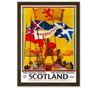 Artery8 Travel Vintage Advert Scotland Tourism Flags William Wallace Royal Route Isles Youth Artwork Framed Wall Art Print A4