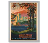 Artery8 Travel West Point Military Academy Picture A4 Artwork Framed Wall Art Print in Light Grey Artery8 Light Grey