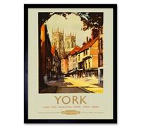 Artery8 Travel York UK Cathedral Minster Shambles Rail Train Framed Art Print | Size: W12" x H16" Artery8 Multicolor W12" x H16"
