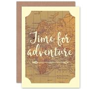 Artery8 Traveller Bon Voyage Adventure Leaving Work Home Old Map Greeting Card in Beige Artery8 Beige