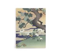 Artery8 Tree & Chrysanthemums Canvas Wall Art Print Kogyo Tsukioka in Green | Size: W12" x H16" Artery8 Green W12" x H16"