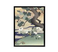 Artery8 Tree & Chrysanthemums Framed Canvas Wall Art Print Kogyo Tsukioka in Green | Size: W24" x H32" Artery8 Green W24" x H32"