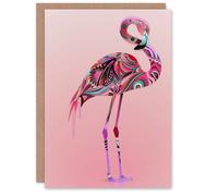 Artery8 Tribal Flamingo Artwork Pink Animal Bird Lover Greeting Card Birthday Artery8 Pink