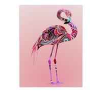 Artery8 Tribal Flamingo Artwork Pink Animal Bird Lover Wall Art Print | Size: W12" x H16" Artery8 Pink W12" x H16"