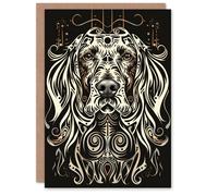 Artery8 Tribal Pattern Springer Spaniel Design Dog Lover Blank For Him Or Her Art Birthday Card