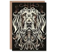 Artery8 Tribal Pattern Springer Spaniel Design Dog Lover Blank For Him Or Her Art Birthday Card