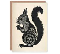 Artery8 Tribal Squirrel Artwork Black and White Nature Greeting Birthday Card Him Her All Blank