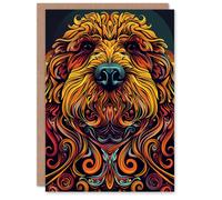 Artery8 Tribal Style Cockapoo Head Colourful Dog Lover Birthday Card in Orange Artery8 Orange