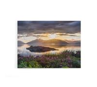 Artery8 Trienke Sunset Loch Linnhe Scotland Canvas Wall Art Print 18X24: Tranquil Scottish landscape print, calming decor for homes or nature-inspired rooms