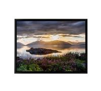 Artery8 Trienke Sunset Loch Linnhe Scotland Framed Canvas Wall Art Print | Size: W12" x H16" Artery8 Multicolor W12" x H16"