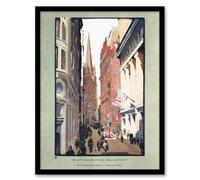 Artery8 Trinity Church & Wall Street Elmer Framed Wall Art Print | Size: A4 Artery8 Multicolor A4