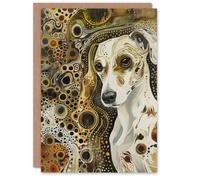 Artery8 Greeting Card Trippy Dog Lover Pet Portrait Abstract Design Blank For Him Or Her Art Birthday Card
